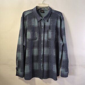 32 Degrees Heat Mens XXL Blue Large Check Long Sleeve Button Up Flannel Pockets